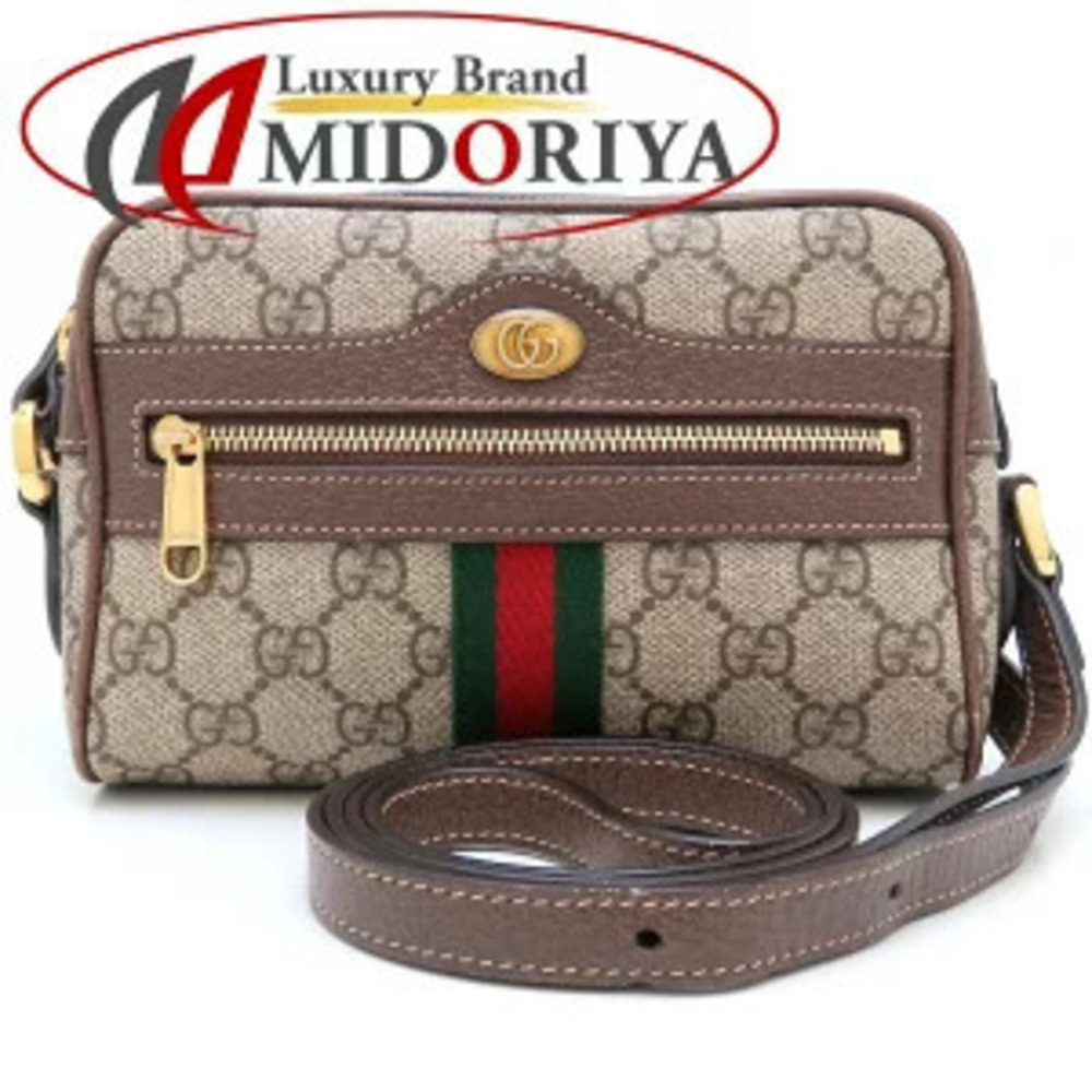 Gucci Ebony Leather Supreme Shoulder GG Canvas Beige Bag Ophidia - Picture 2 of 8